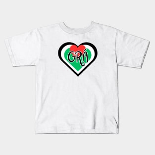 Grá = Love  - Irish Language Designs - Irish Palestinian Flag Kids T-Shirt